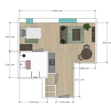 Plattegrond studio Prinses Irenestraat