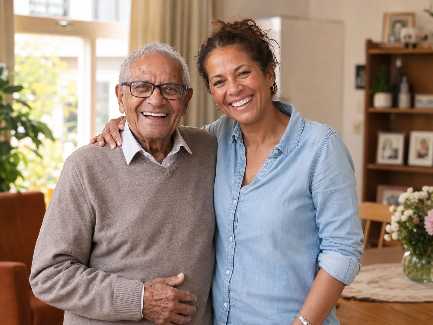 Vrijwilliger samen met cliënten